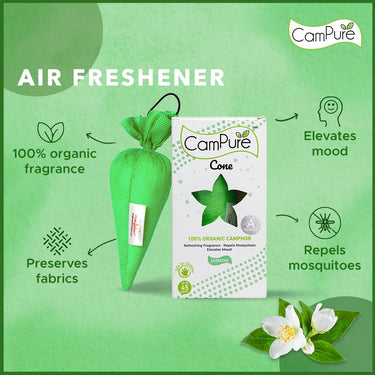Mangalam CamPure-Camphor Cone (Jasmine) - Room, Car and Air Freshener & Mosquito Repellent